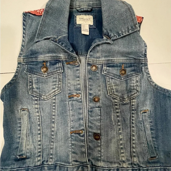 Forever 21 Paisley Denim Vest sz Small - Picture 3 of 6